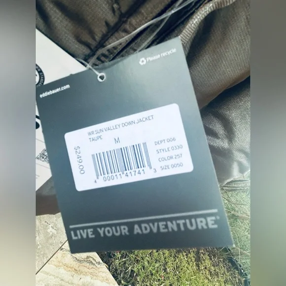 NWT EDDIE BAUER Sun Valley 650 Down Parka Jacket Fur Hood Taupe women’s Medium - Picture 13 of 15